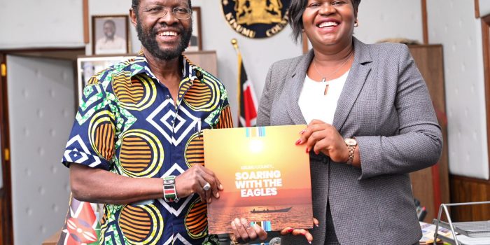 Governor Homabay Gladys Wanga Receiving Kisumu Investment Handbook